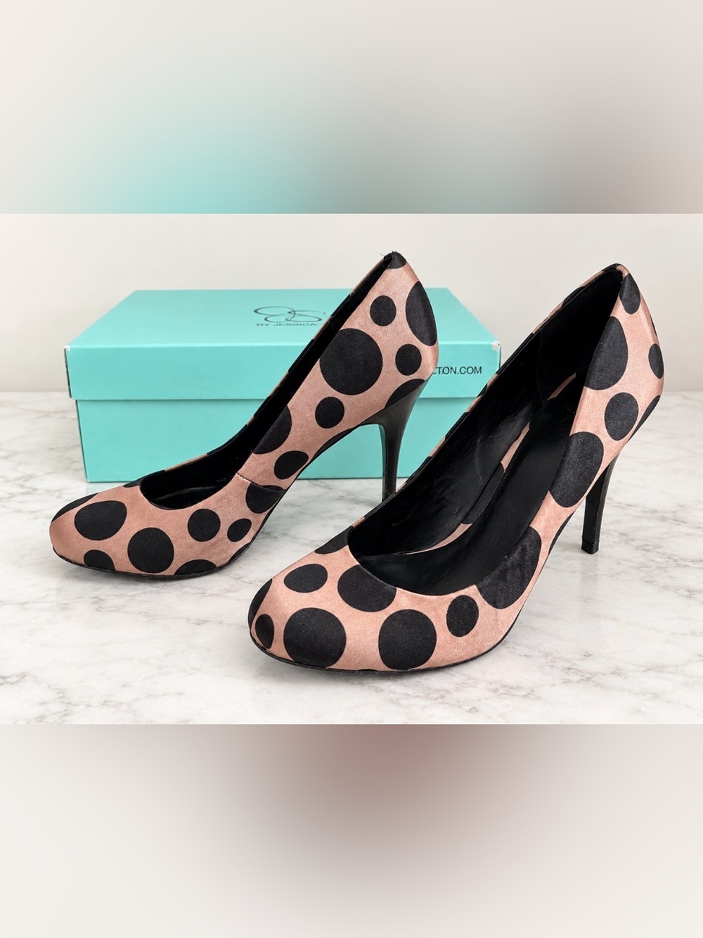 Jessica Simpson JP-Oscar Desert Black Polka Dot Pumps – Women’s 8M